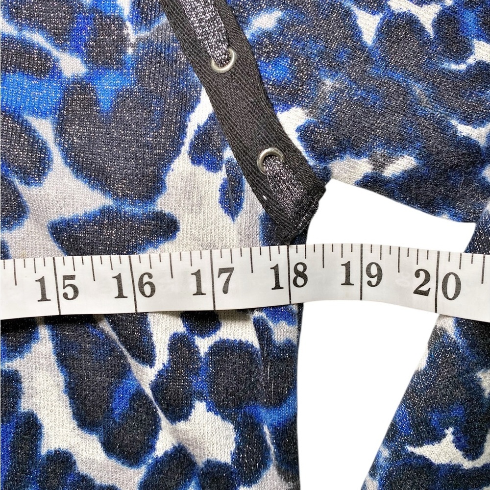 Sharon Young Black and Blue Animal Print Shimmer Long Sleeve Cardigan - Picture 11 of 15